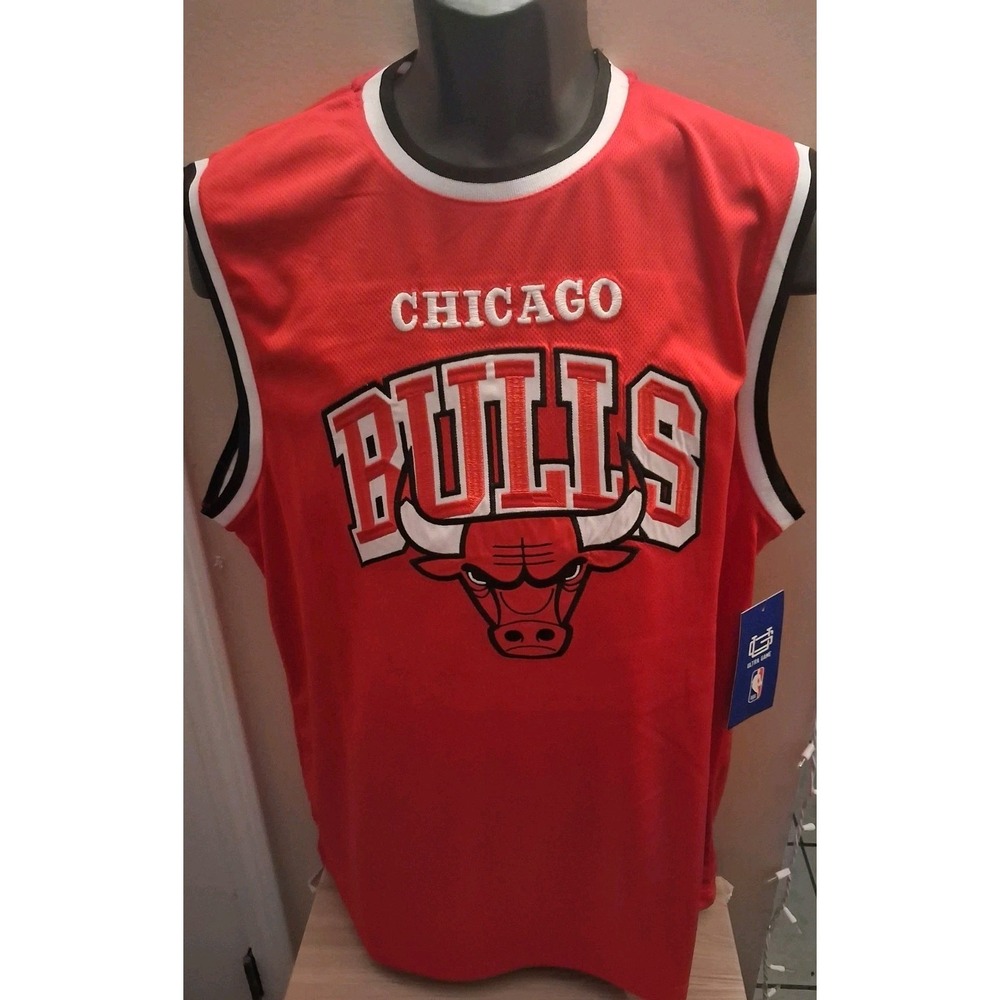 Ultra Game Chicago Bulls Jersey Mens Large Red Embroidered Mesh NBA